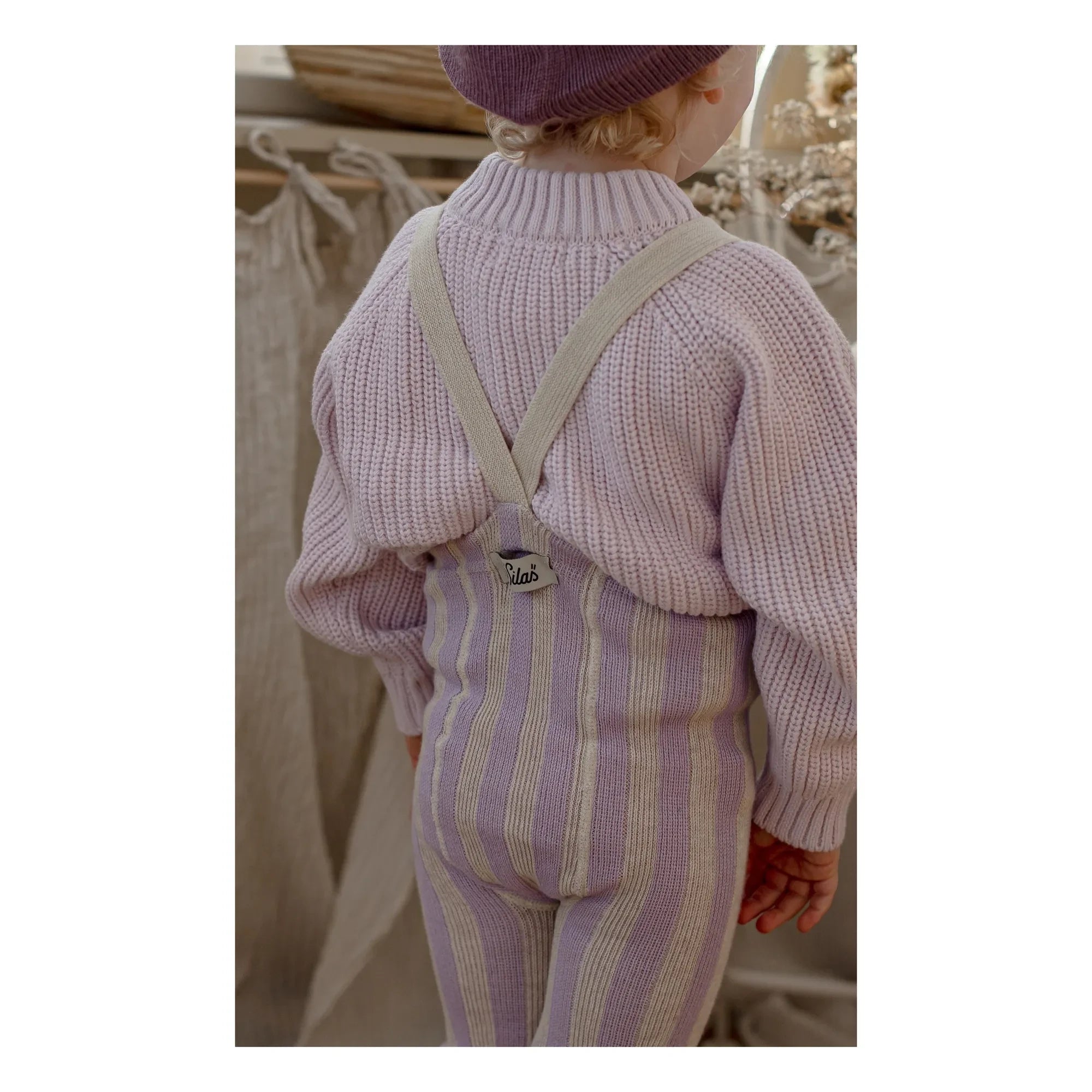 Silly Silas - Striped Organic Cotton Strapless Blind Tights | Lavender