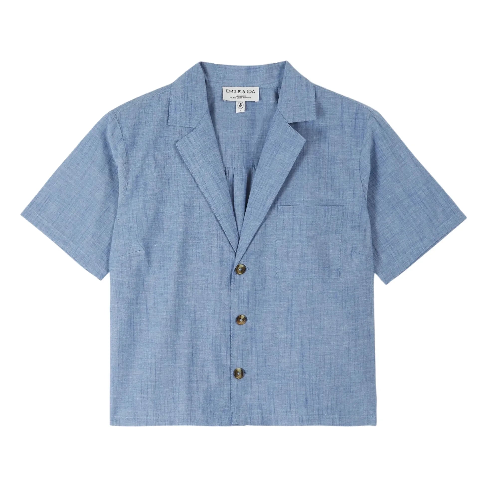 Emile et Ida - Mavi Pamuklu Chambray Bluz
