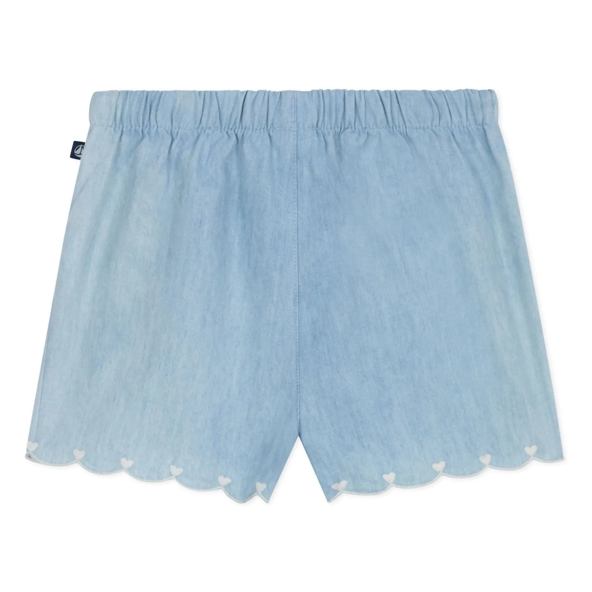 Petit Bateau - Kalpli nakışlı chambray şort | Açık Mavi