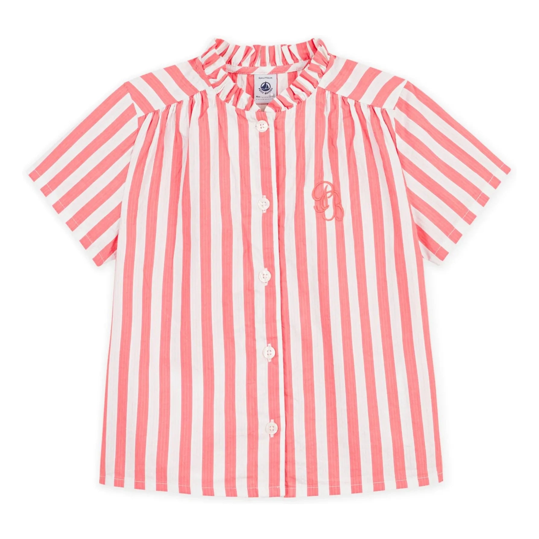 Petit Bateau - Striped Organic Cotton Blouse | Coral