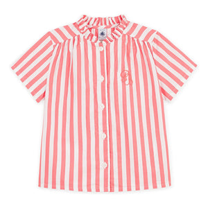 Petit Bateau - Striped Organic Cotton Blouse | Coral