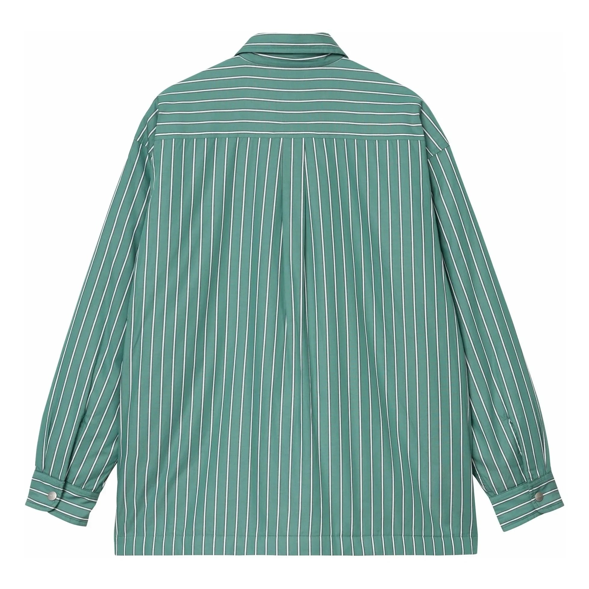 Carhartt WIP - Grimsby Çizgili Pamuk Poplin Overshirt | Yeşil