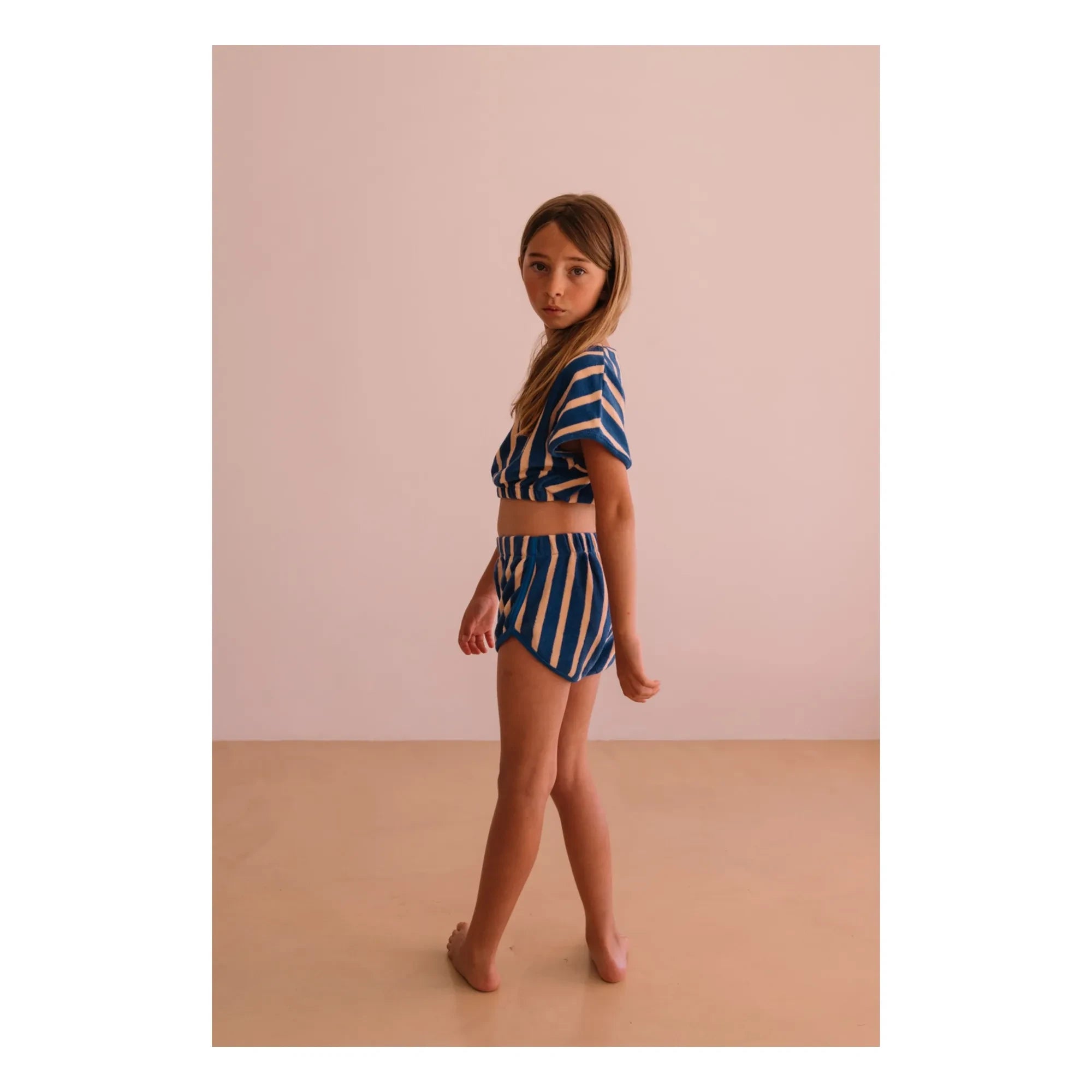 We Are Kids - Juju Striped Organic Cotton Terry Shorts | Blue