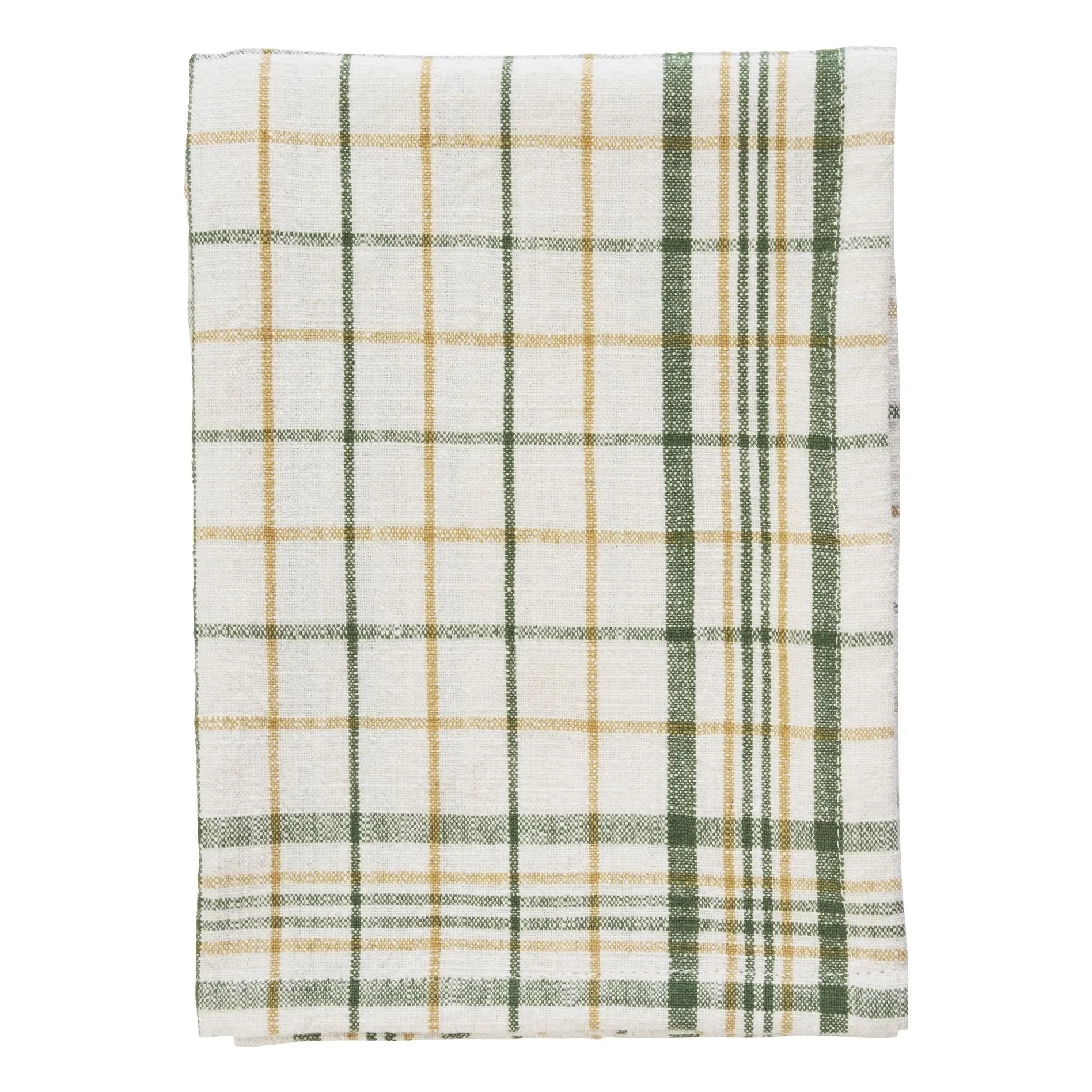 Madame Stoltz - Cotton checkered kitchen towel | Green