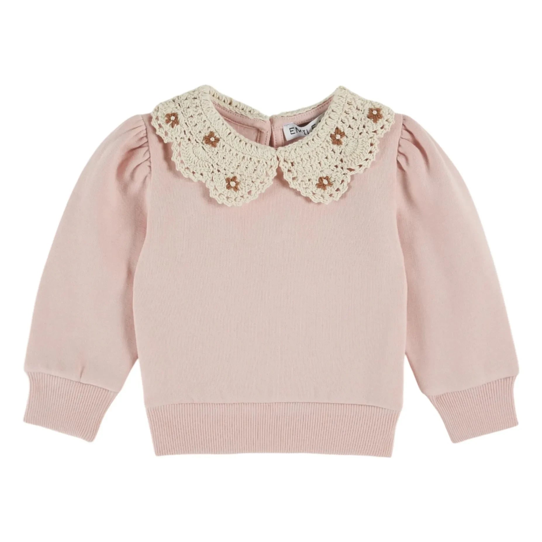 Emile et Ida - Claudine Yaka Sweatshirt Organik Pamuk | Pembe
