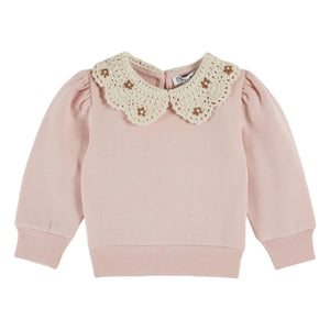 Emile et Ida - Claudine Yaka Sweatshirt Organik Pamuk | Pembe