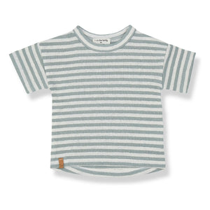 1+ in the family - Saus Gestreiftes Leinen-T-Shirt | Grünes Wasser