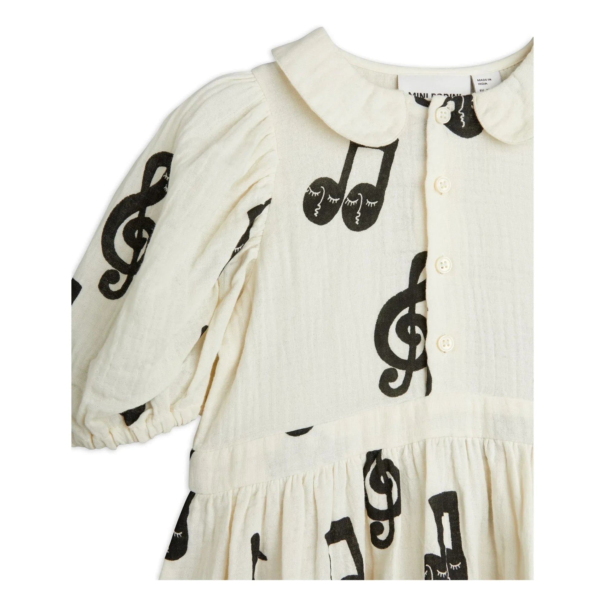 Mini Rodini - Dress Notes Organic Cotton Gauze | White