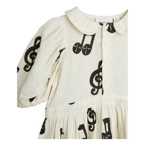 Mini Rodini - Dress Notes Organic Cotton Gauze | White