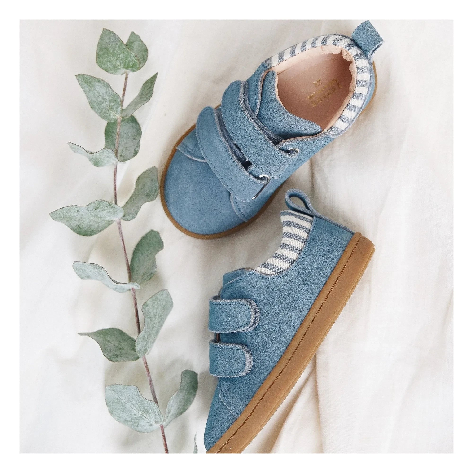 Lazare - Mahaut Çizgili Süet Çizik Sneaker | Denim mavisi