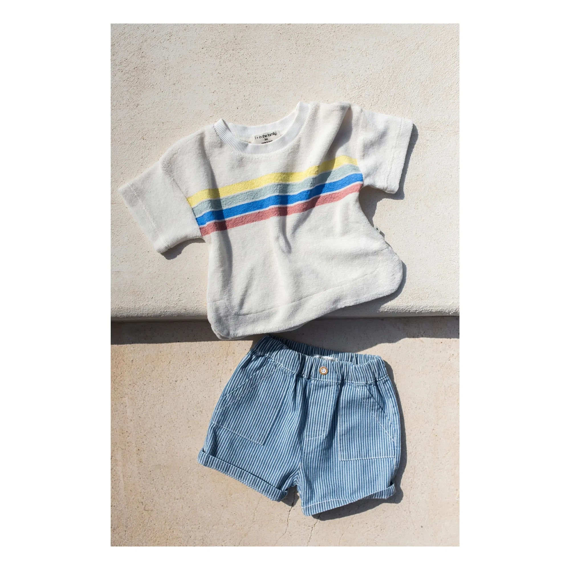 1+ in the family - Alocs Striped Towel T-shirt | White
