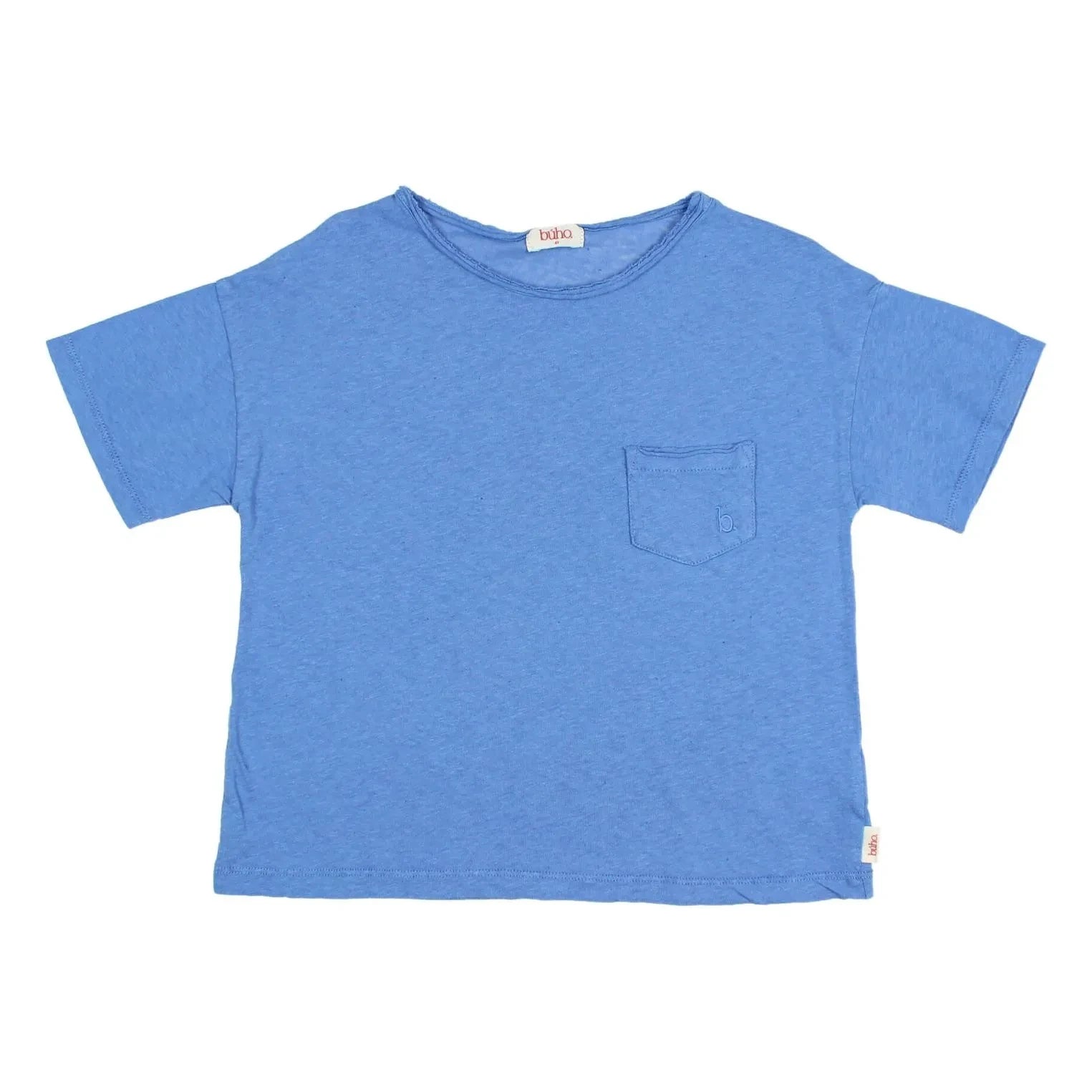 Búho - Linen pocket detailed T-shirt | Light Blue