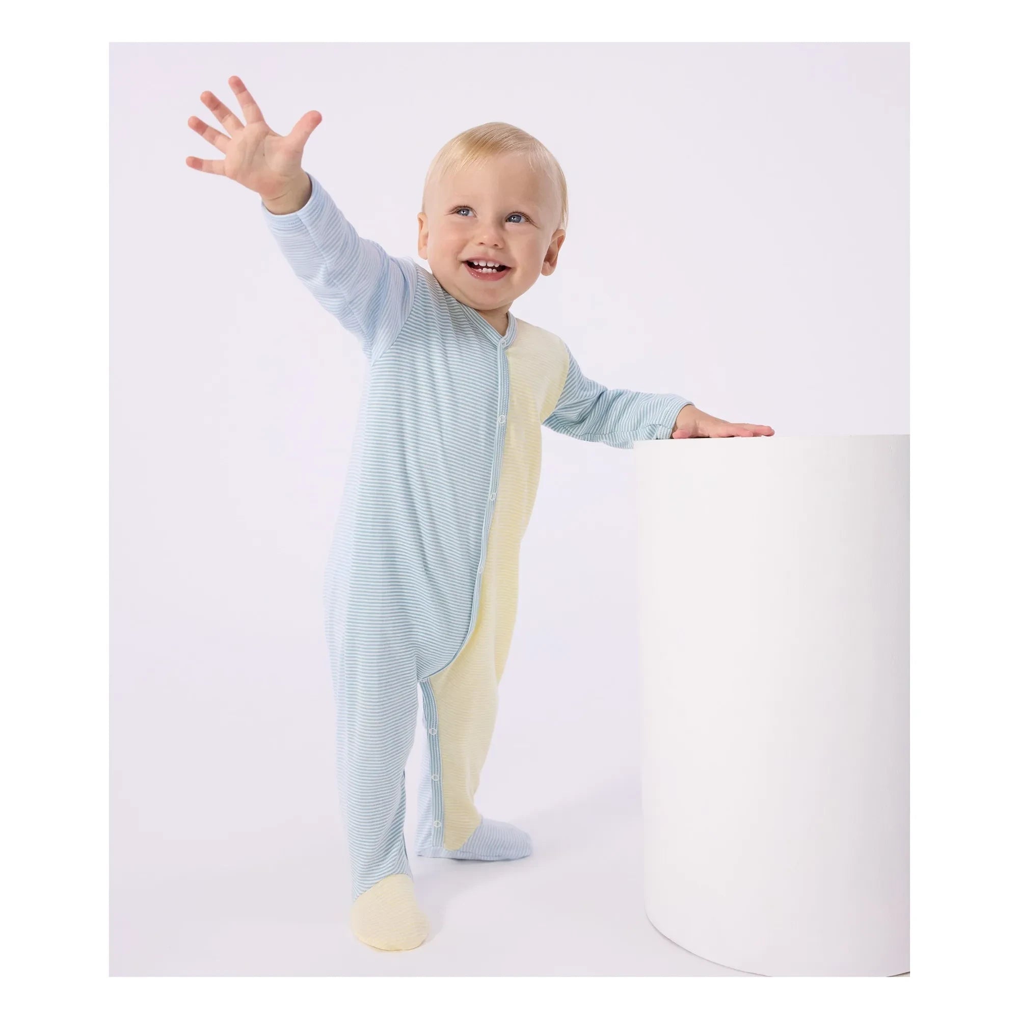 Petit Bateau - Dors Bien Renk Bloklu Çizgili Milleraies Organik Pamuk Pijama | Yeşil
