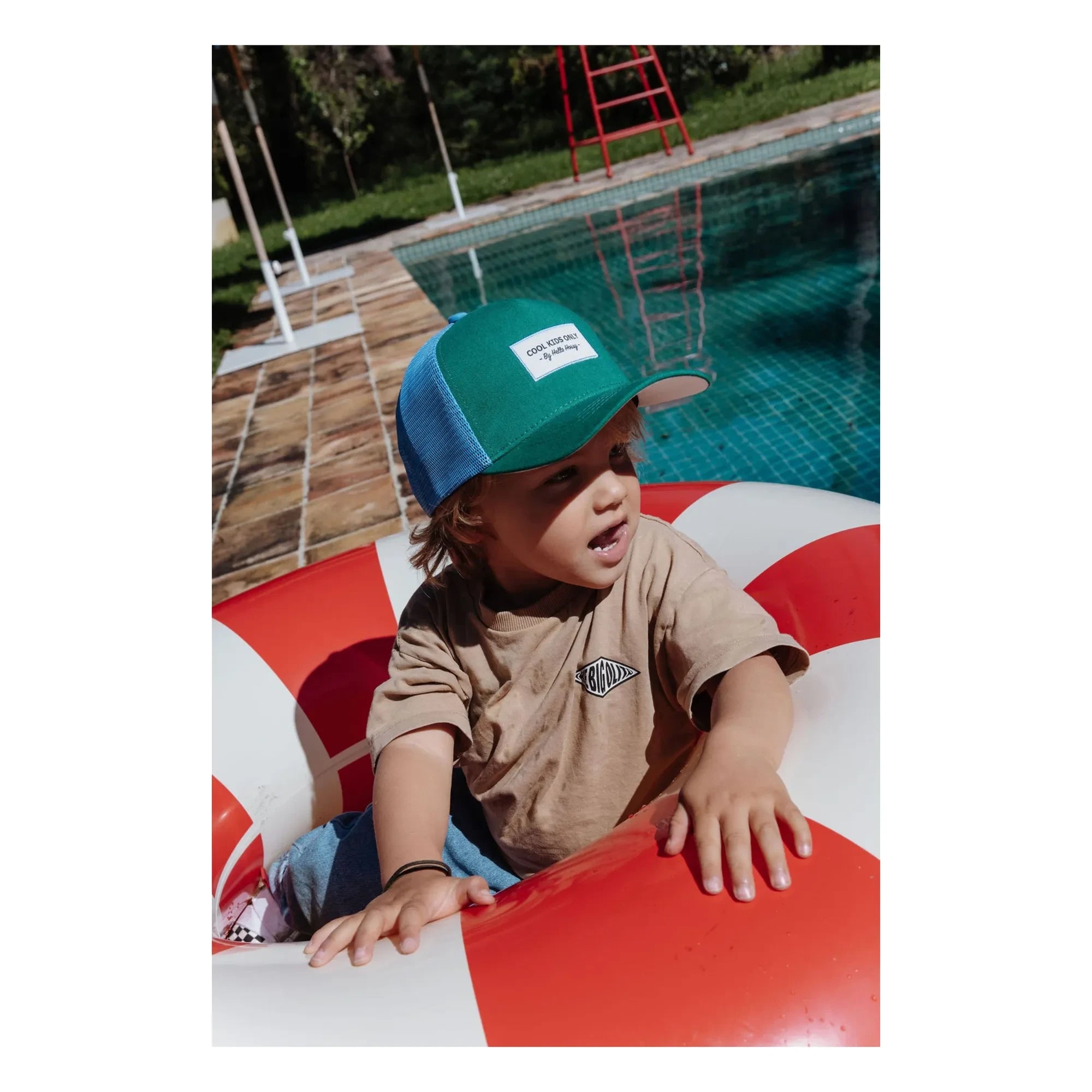 Hello Hossy - Gebogene Krempe Trucker Mütze Mini Flach Bio-Baumwolle | Grün