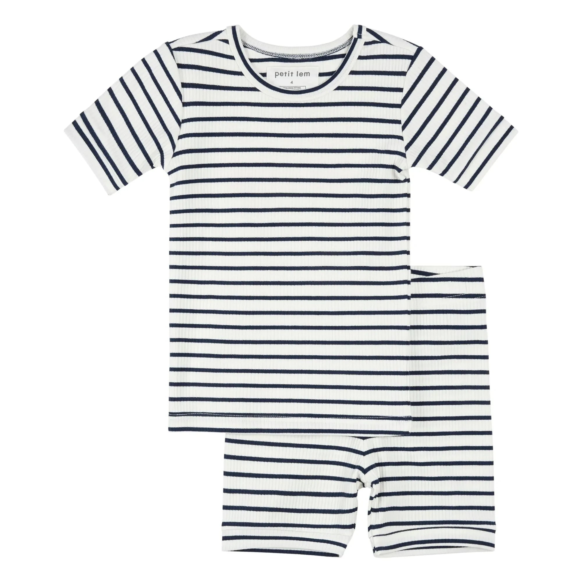 Petit Lem - Fitilli Organik Pamuk ve Modal Kısa Pijama | Lacivert
