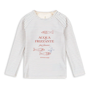 Konges Sløjd - UV-Schutz-Bade-T-Shirt Aster Stripe aus recycelten Fasern | Beige