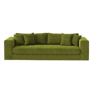 Panac Edition - Bellechasse 3-Sitzer Sofa Natur-Samt - 245 cm | Moosgrün