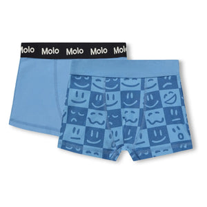 Molo - 2'li Justin Damier Organik Pamuk Boxer Briefs | Mavi
