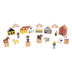 Janod - Bauernhaus Holzbausteine-Set - Querfeldein