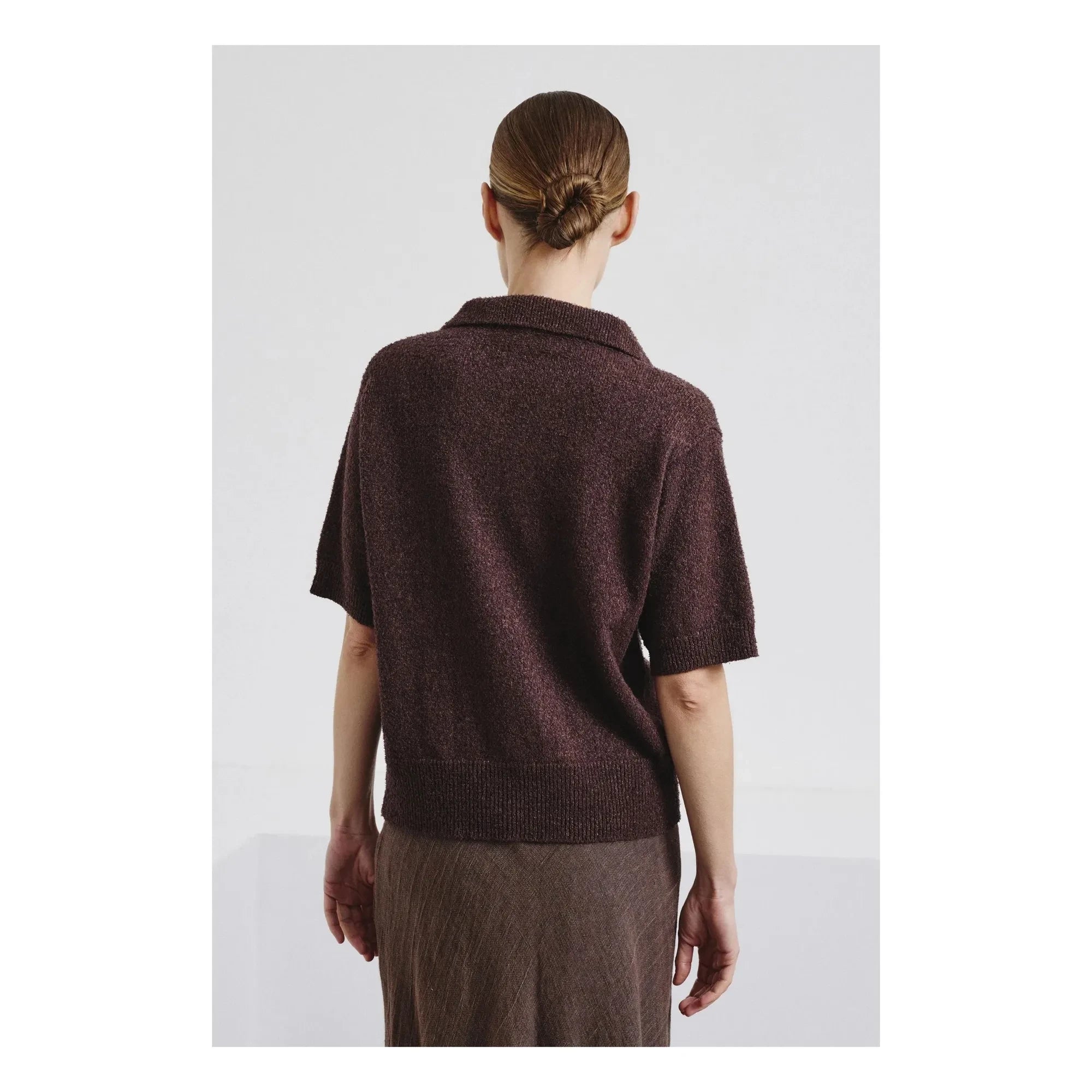 Pomandère - Polo-Pullover aus Baumwolle und Leinen | Dunkelbraun