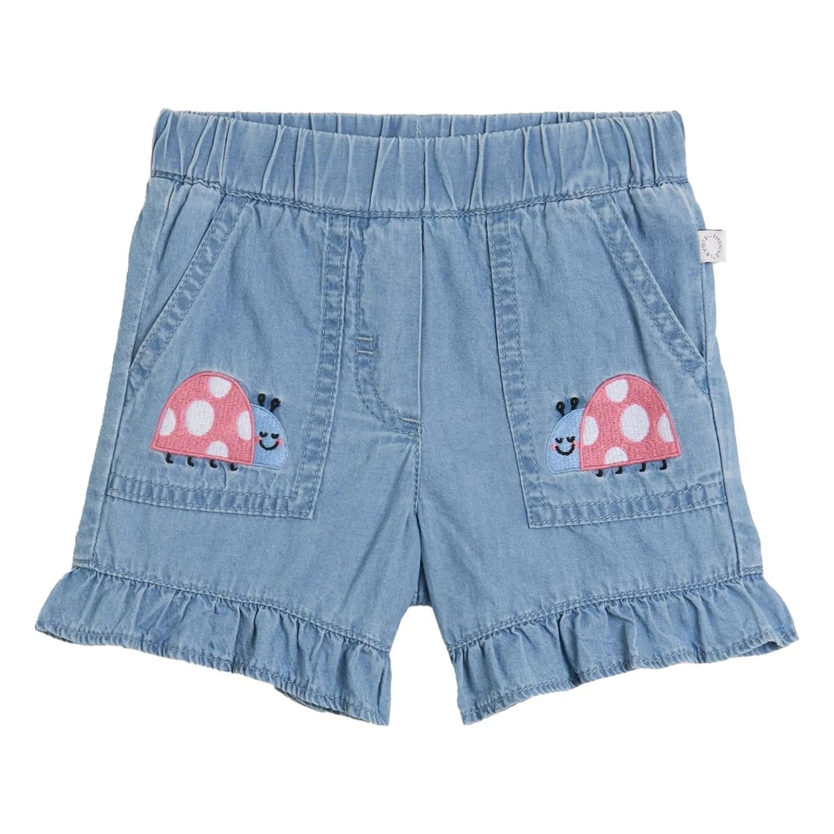 Stella McCartney Kids - Denim Kısa Şort Ladybirds Organik Pamuk | Mavi