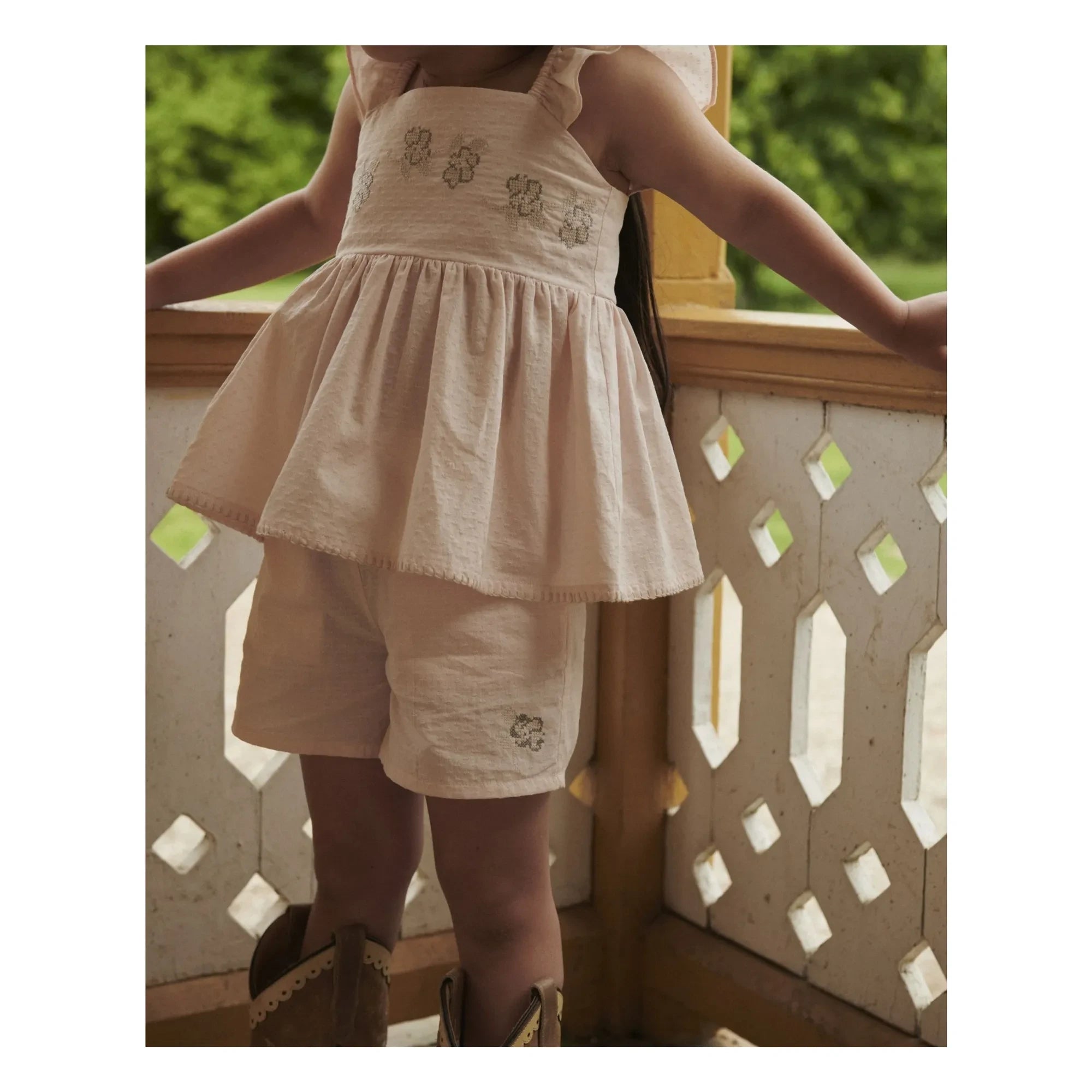 Copenhagen Colors - Organic Cotton Striped Summer Top and Shorts Set | Lychee Pink