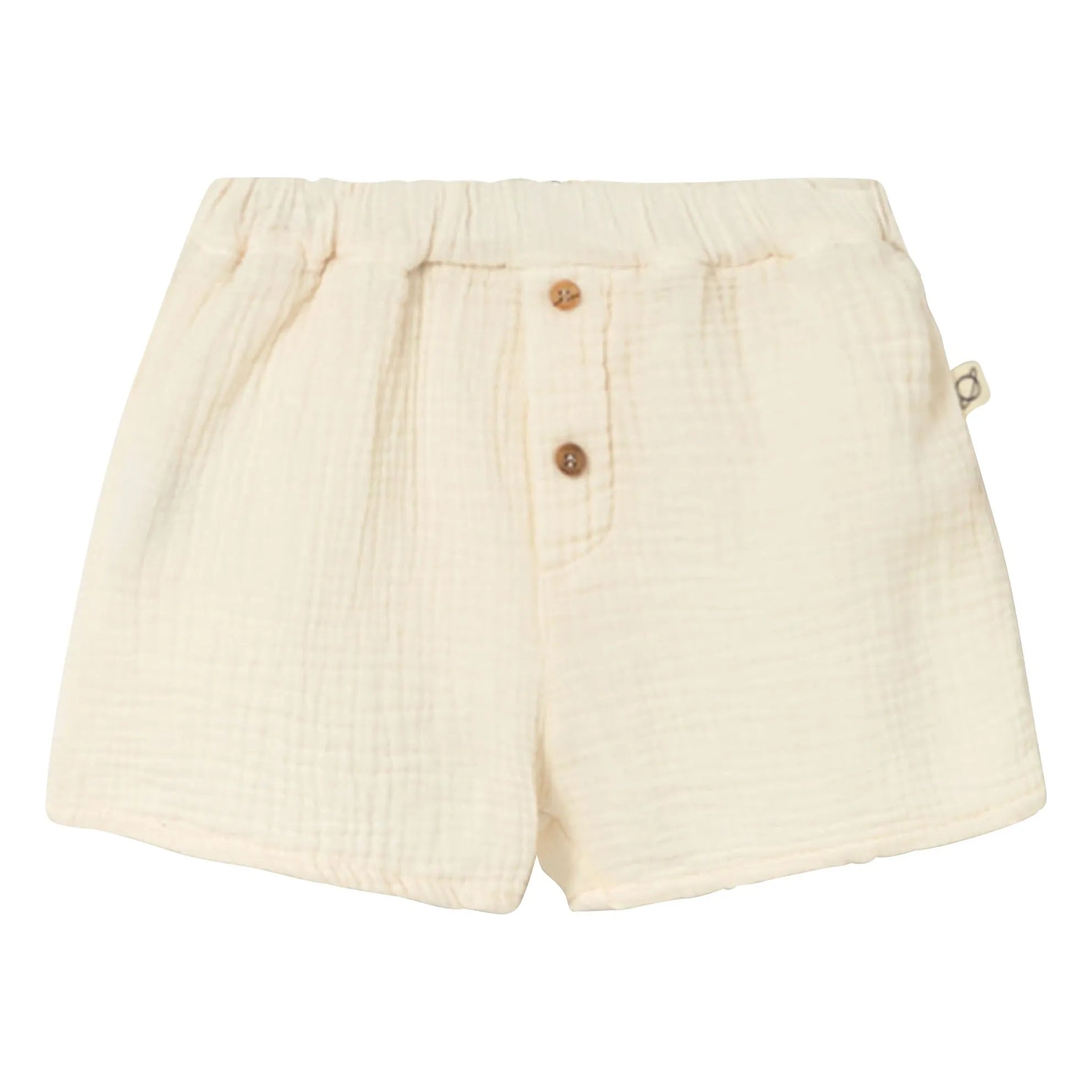 Cozmo – Baumwollgaze-Shorts mit Rüschensaum | Elfenbein