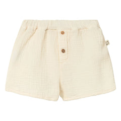 Cozmo – Baumwollgaze-Shorts mit Rüschensaum | Elfenbein