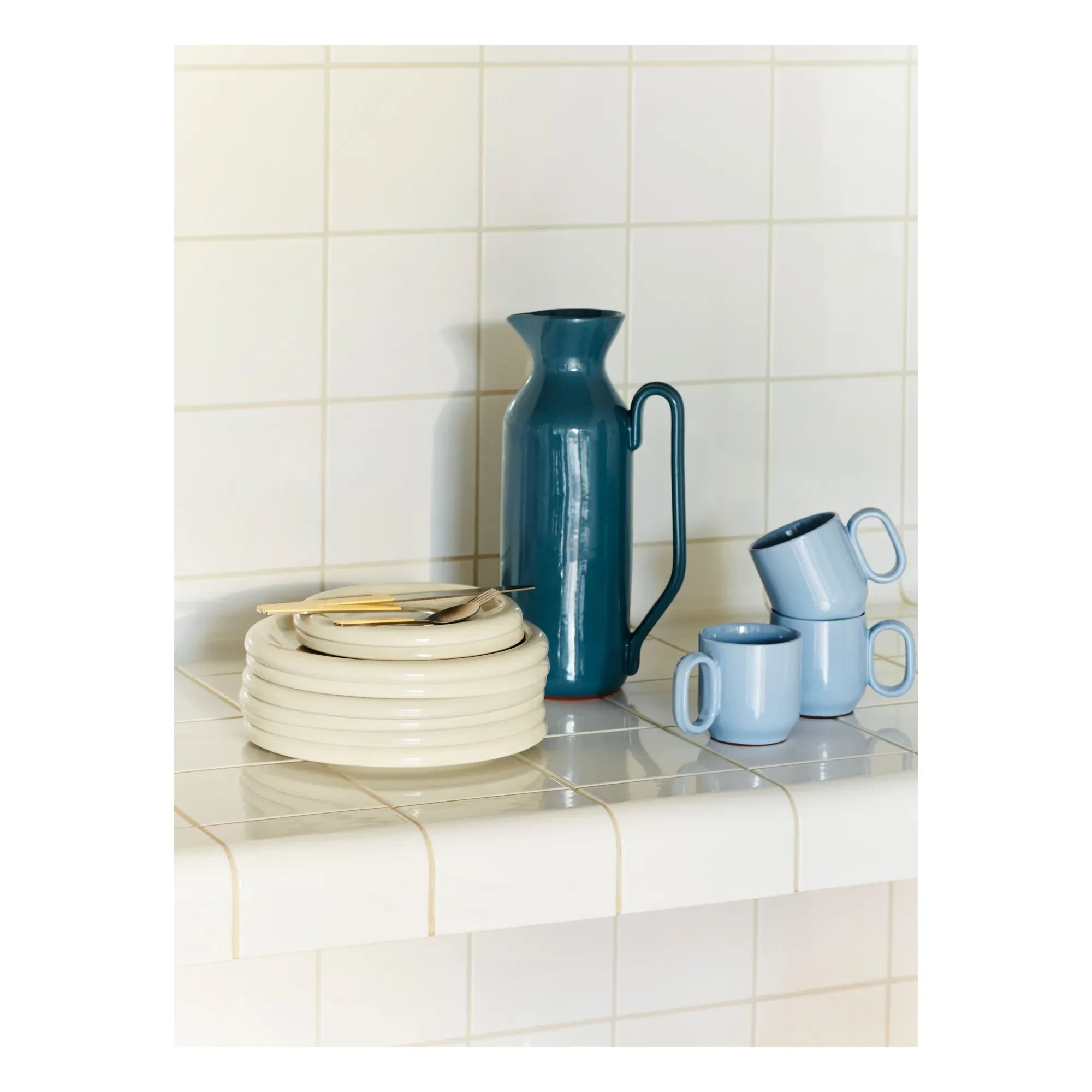 Hay - Barro Terracotta Cups - Set of 2, Rui Pereira | Light Blue