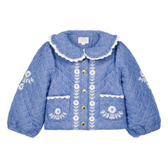 Louise Misha - Jouliana Organik Pamuklu Chambray Kaban | Mavi