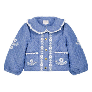 Louise Misha - Jouliana Organik Pamuklu Chambray Kaban | Mavi