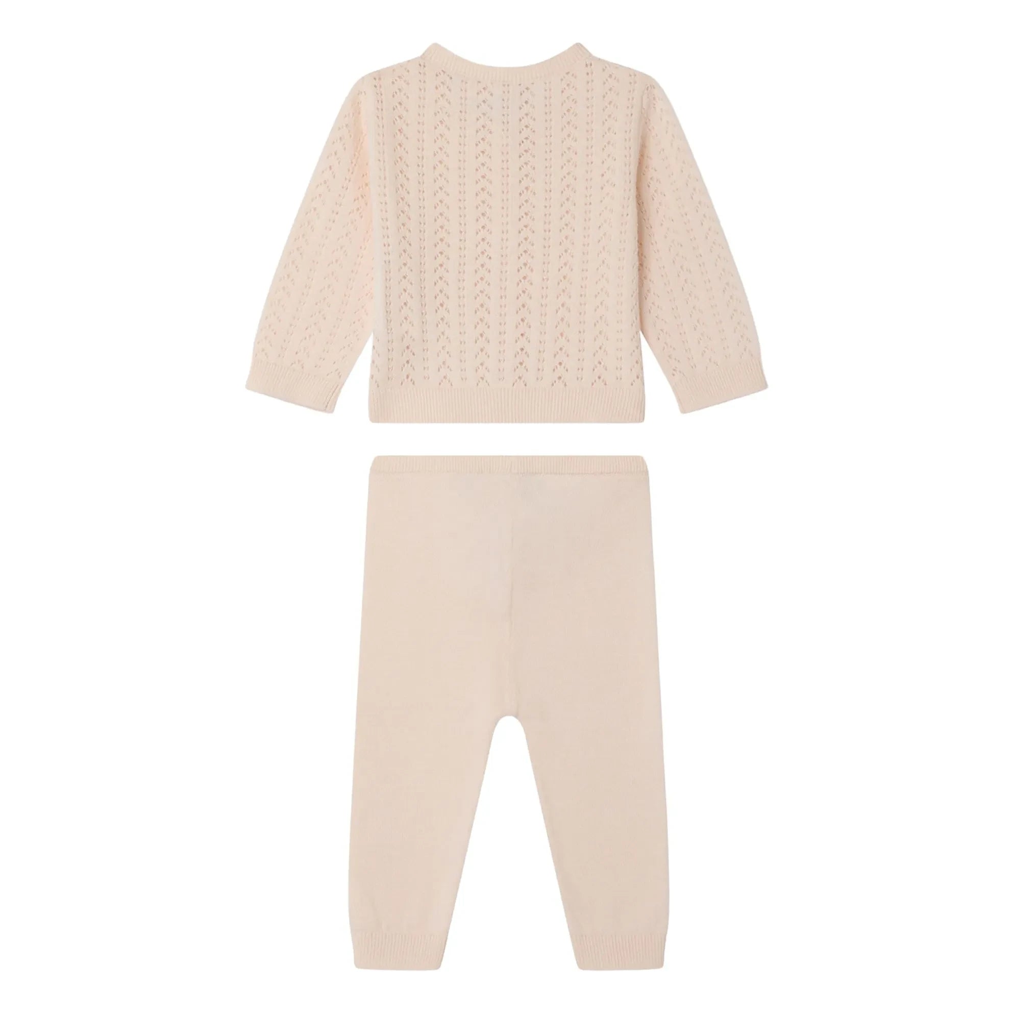 Bonpoint – Strickjacke und Leggings-Set aus Bio-Baumwolle | Puderrosa