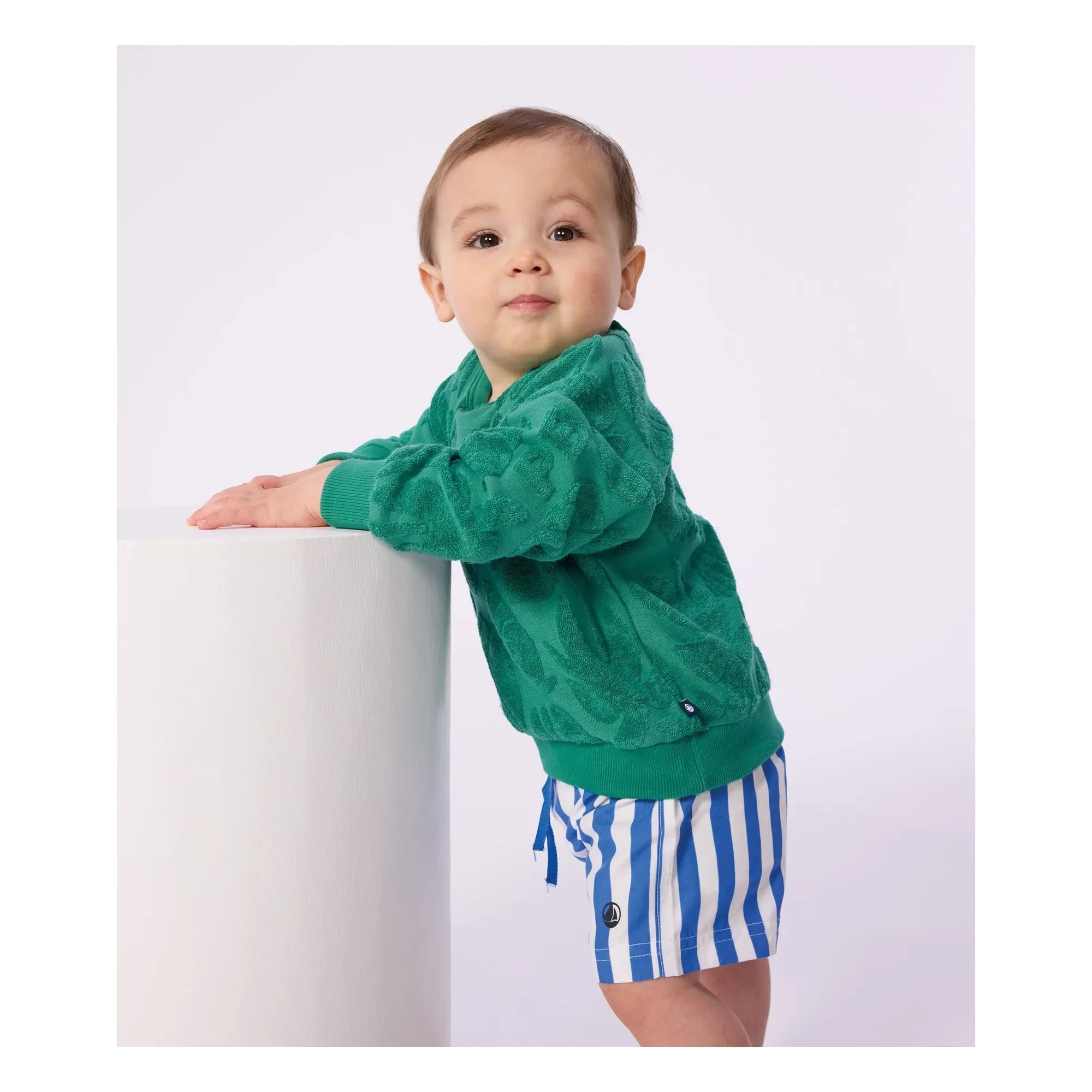 Petit Bateau - Gestreifte Baby-Badeshorts aus recycelter Faser | Blau