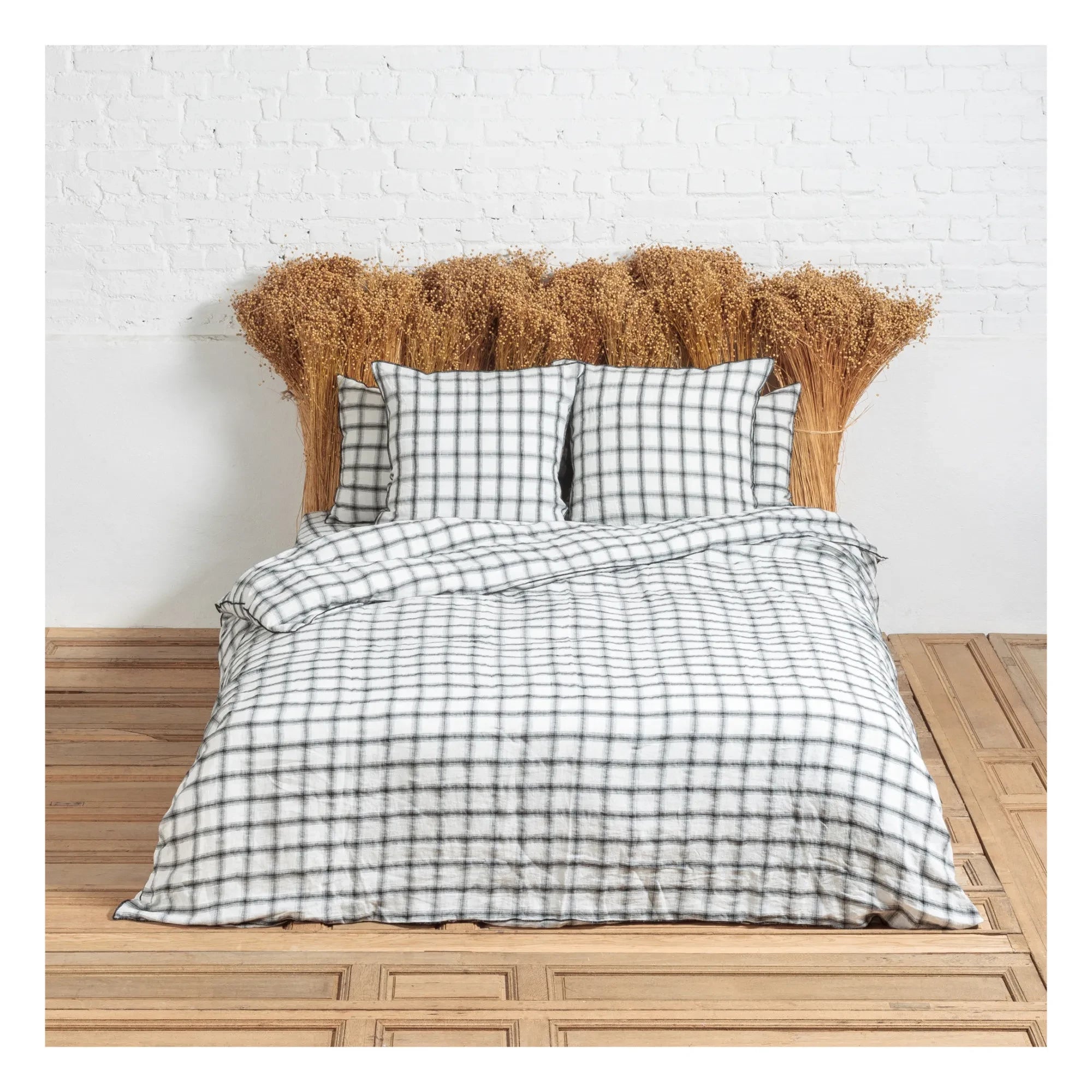 Le Monde Sauvage – Highland Washed Leinen-Bettbezug | Weiß