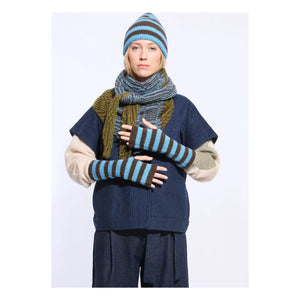 Mapoésie - Oda Wool Gestreifte Handschuhe | Mavi