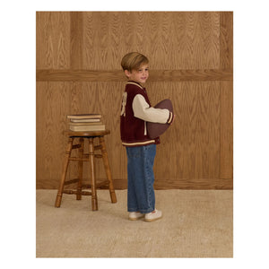 Rylee + Cru - Kadife Varsity Bomber Ceket | Bordo