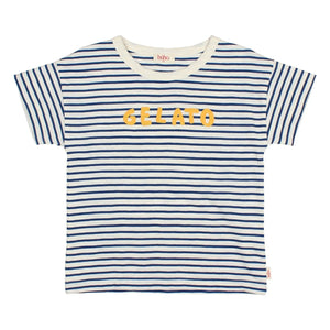 Búho - Striped Gelato Organic Cotton T-Shirt | Navy Blue