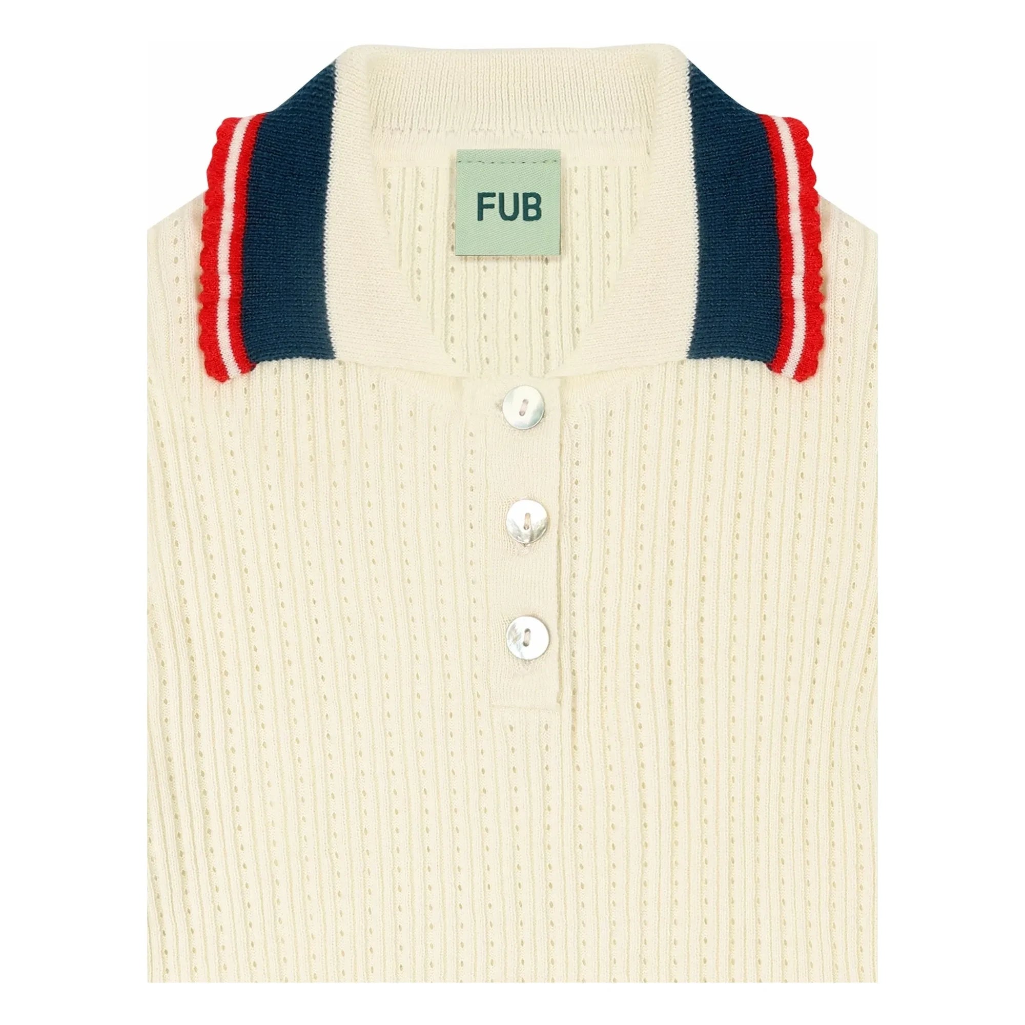FUB - Polo Pointelle Thin Organic Cotton Knit | Ecru