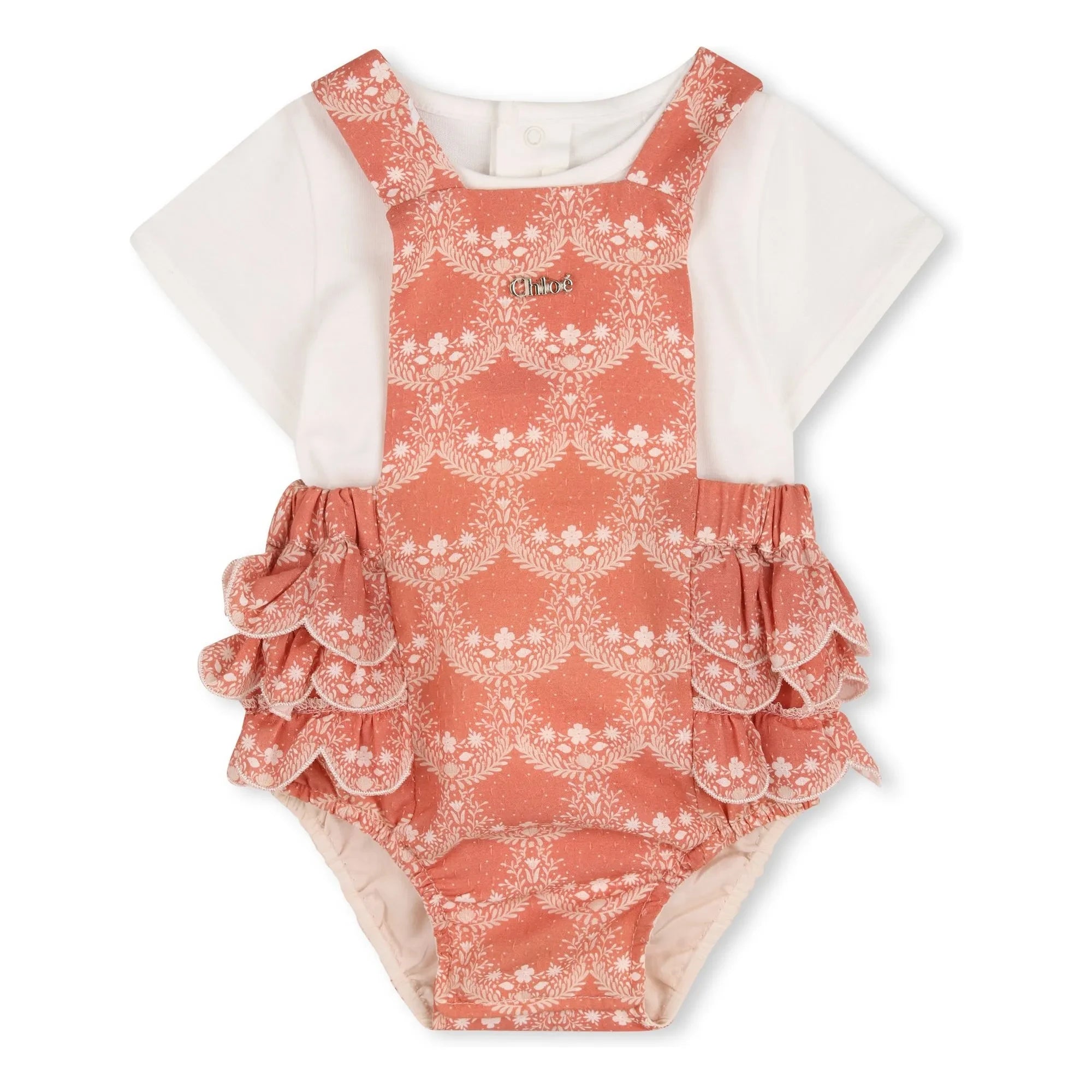 Chloé - Strampler- und T-Shirt-Set aus Bio-Baumwolle | Pfirsich