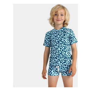 Beach & Bandits - Ocean Leopard UV korumalı T-shirt Geri dönüştürülmüş lifler | Mavi