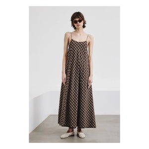Pomandère - Cotton Check Dress | Chocolate