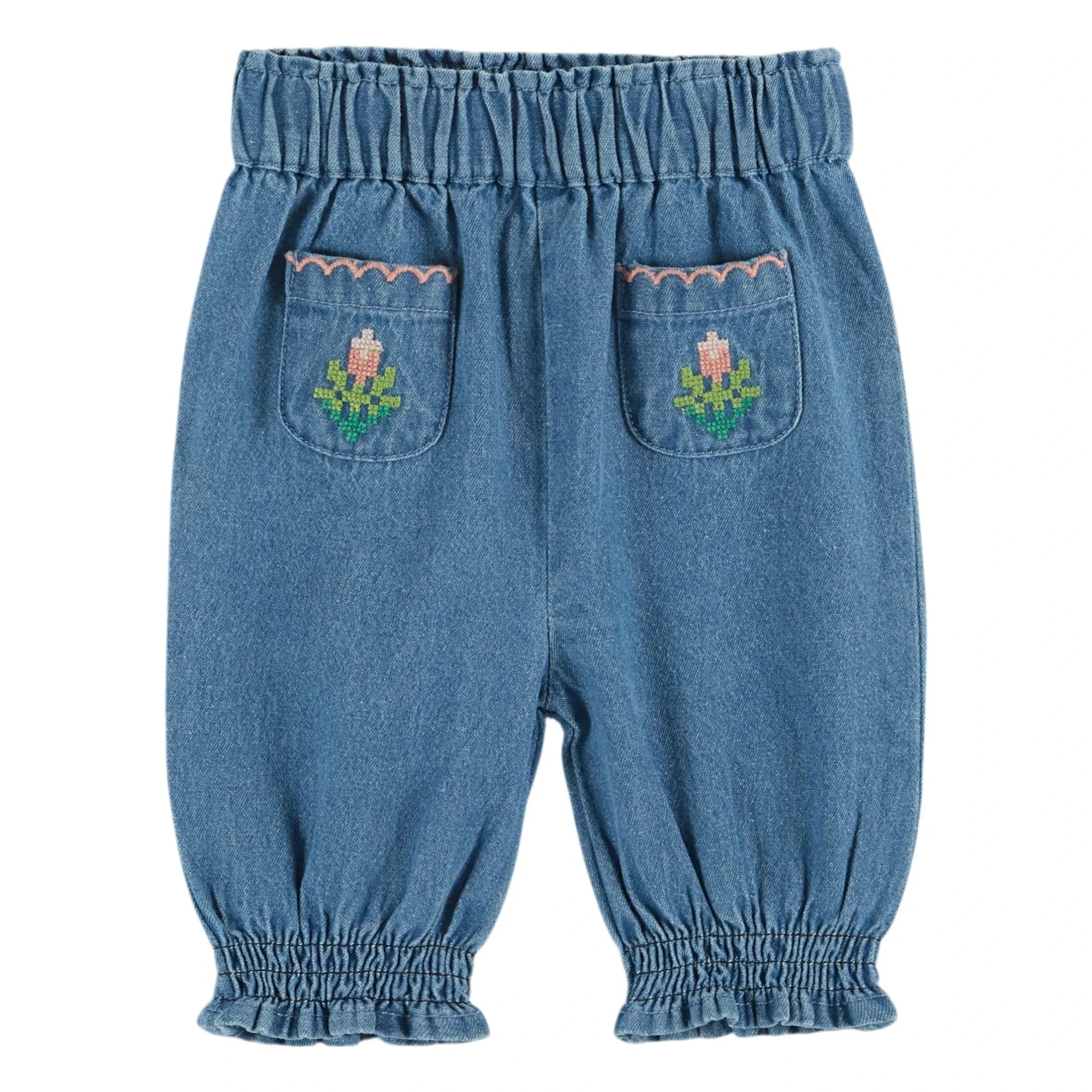 Emile et Ida – Bestickte geraffte Jeans | Blau