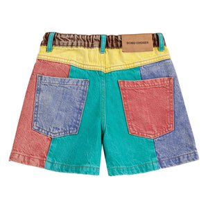 Bobo Choses - Color Block Organic Cotton Denim Shorts | Turquoise