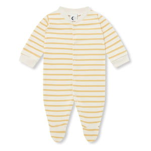 Sleepy Doe - Ayaklı organik pamuklu çizgili pijama | Sarı