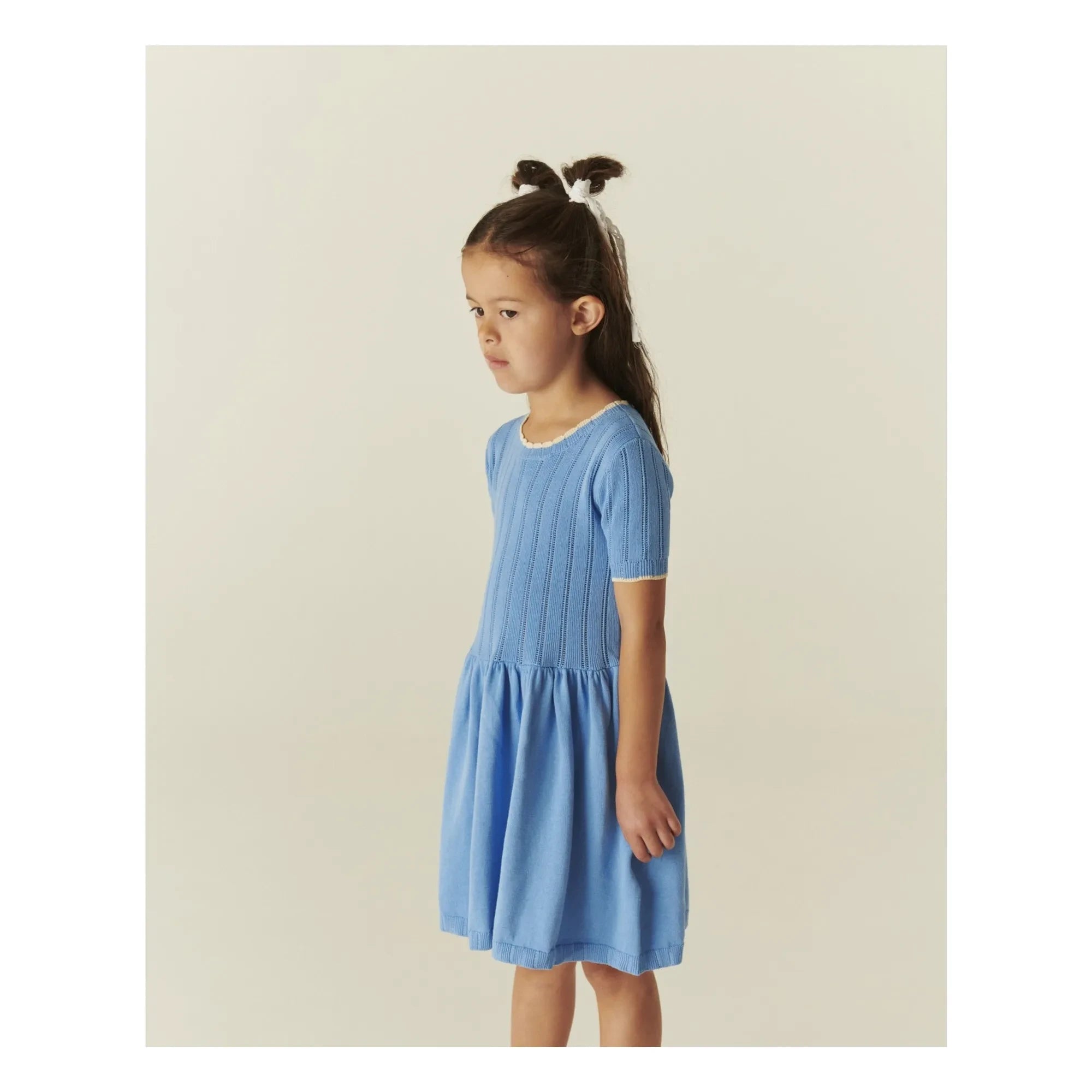 Copenhagen Colors - Pointelle Bio-Baumwoll-Netzkleid | Azurblau