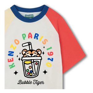 Kenzo - Happy Sweet Colorblock Bubble Tiger Tişört | Beyaz