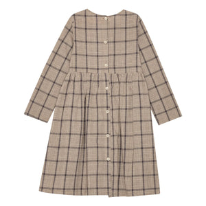 brunobruno nation - Vita Kleid Leinen und Bio-Baumwolle Karos | Braun
