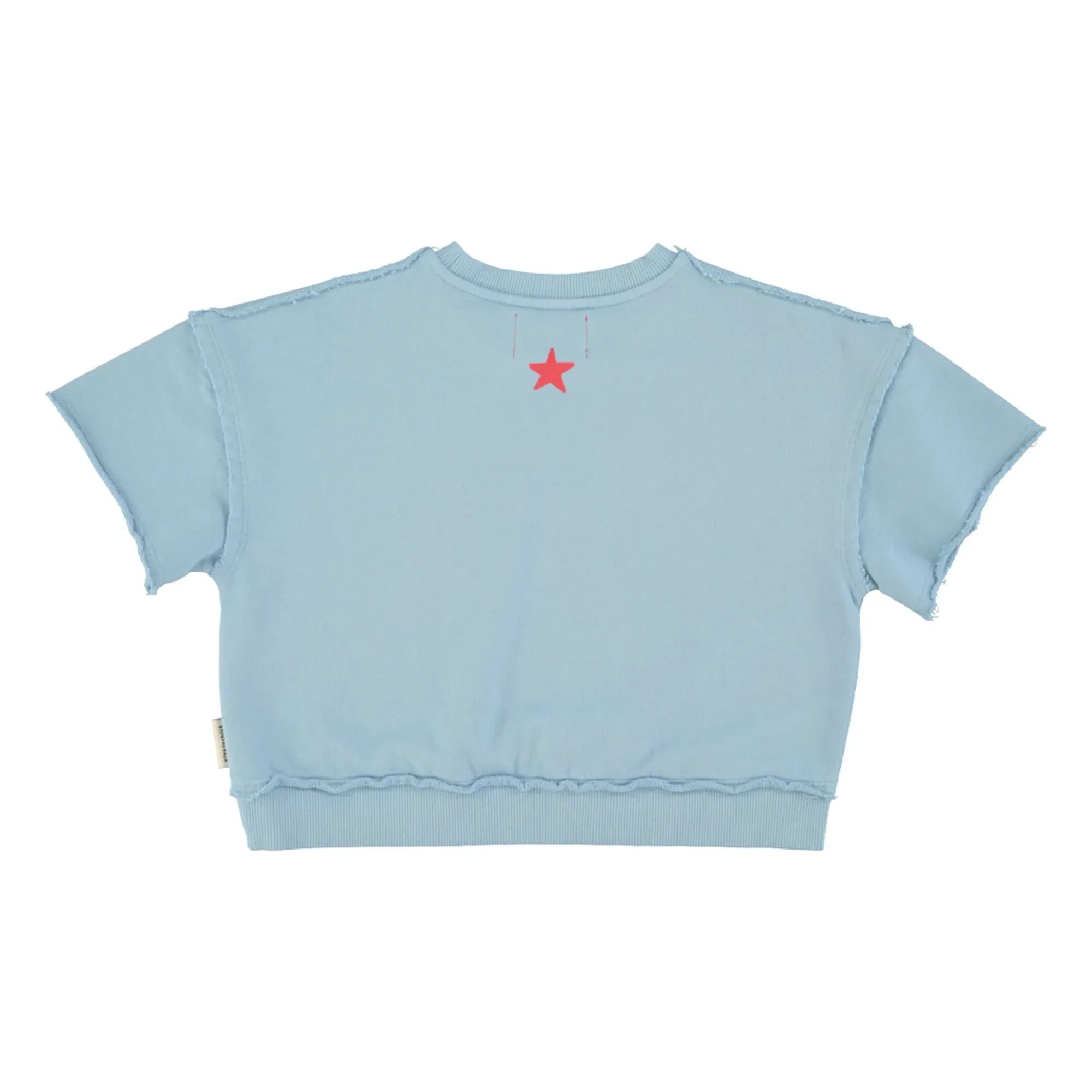 Piupiuchick - Kurzarm-Sweatshirt Lettre A Bio-Baumwolle | Hellblau