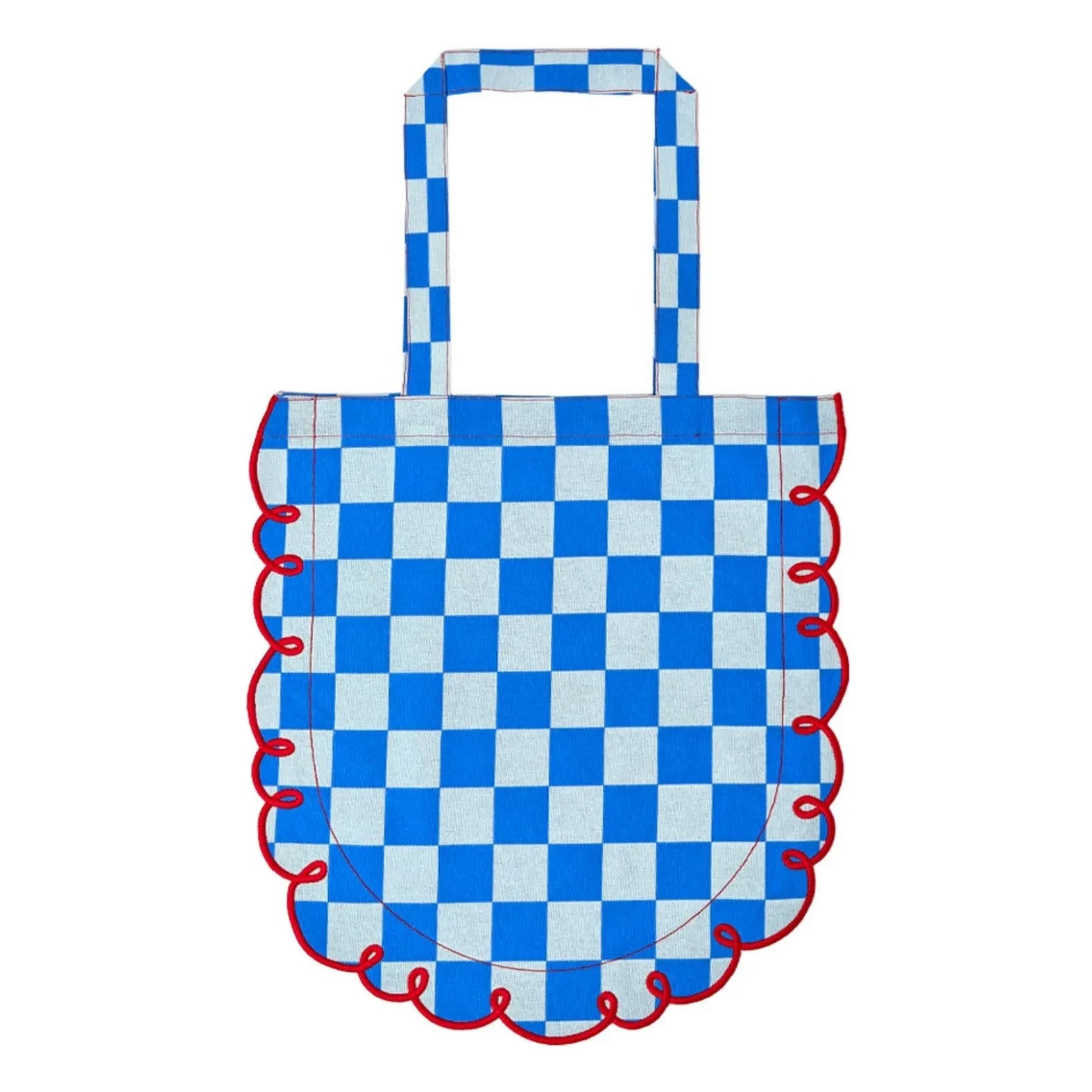 Bitossi - Dama Azzurro gingham pamuk tote çanta | Mavi