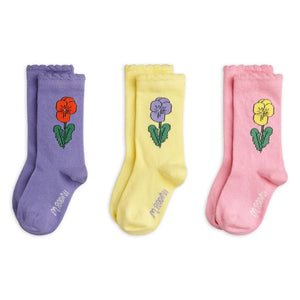 Mini Rodini - 3er-Pack Blumen-Socken aus Bio-Baumwolle | Rosa